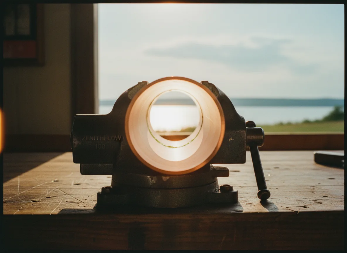 Interior de un tubo limpio con luz al otro lado, canal abierto de comunicación directa como la prospección automatizada
