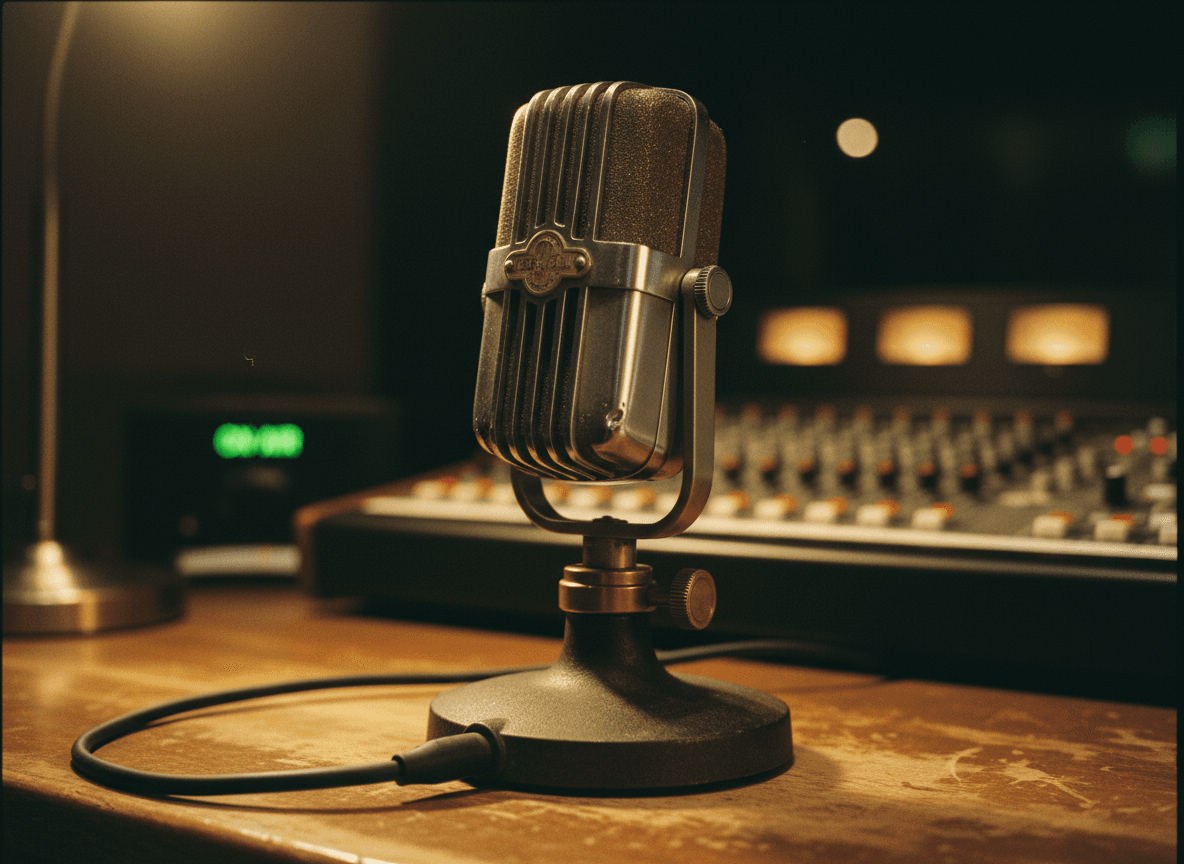 Micrófono vintage de estudio — Aztec Voice transcripción de voz